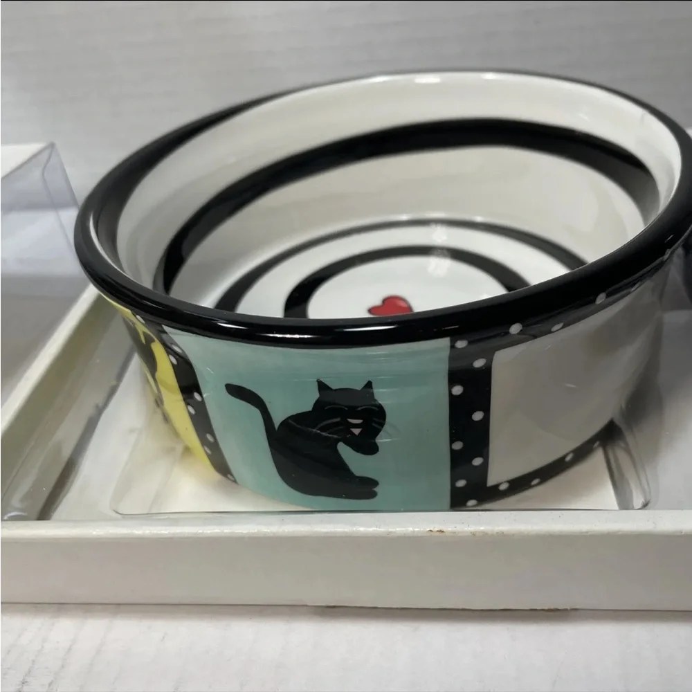 Cat Ceramic Food Water Bowl Do It Yourself Personalized New With Included Marker